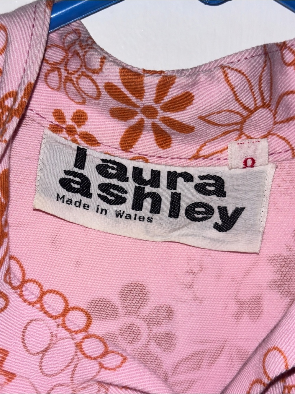 RARE Vintage Laura Ashley Wales Pink Floral Mod Mini Dress 60s 70s Made in Wales - Picture 2 of 10